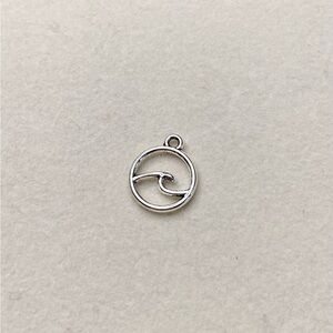 Wave Charm Pendant | Silver Tone Ocean Wave Circle Jewelry Charm